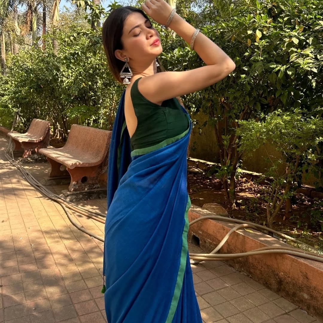 MENAKA BLUE COTTON HANDLOOM SAREE