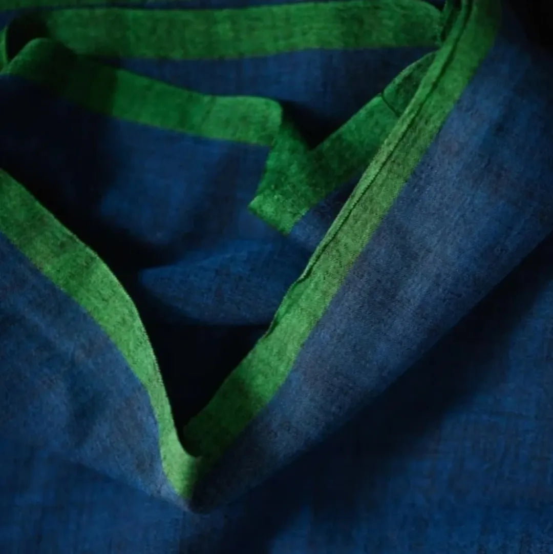 MENAKA BLUE COTTON HANDLOOM SAREE