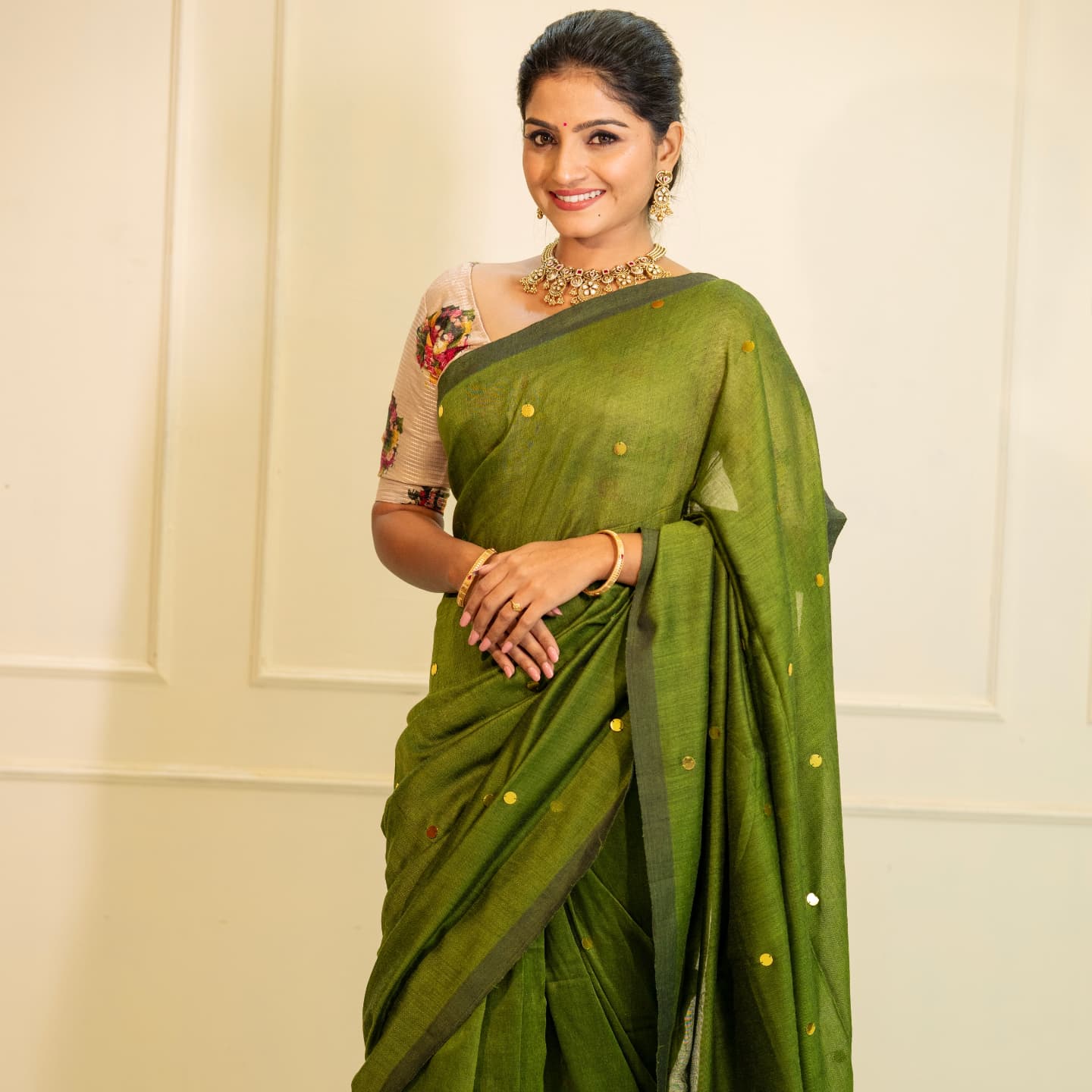 CHAND TAARA GREEN COTTON SAREE