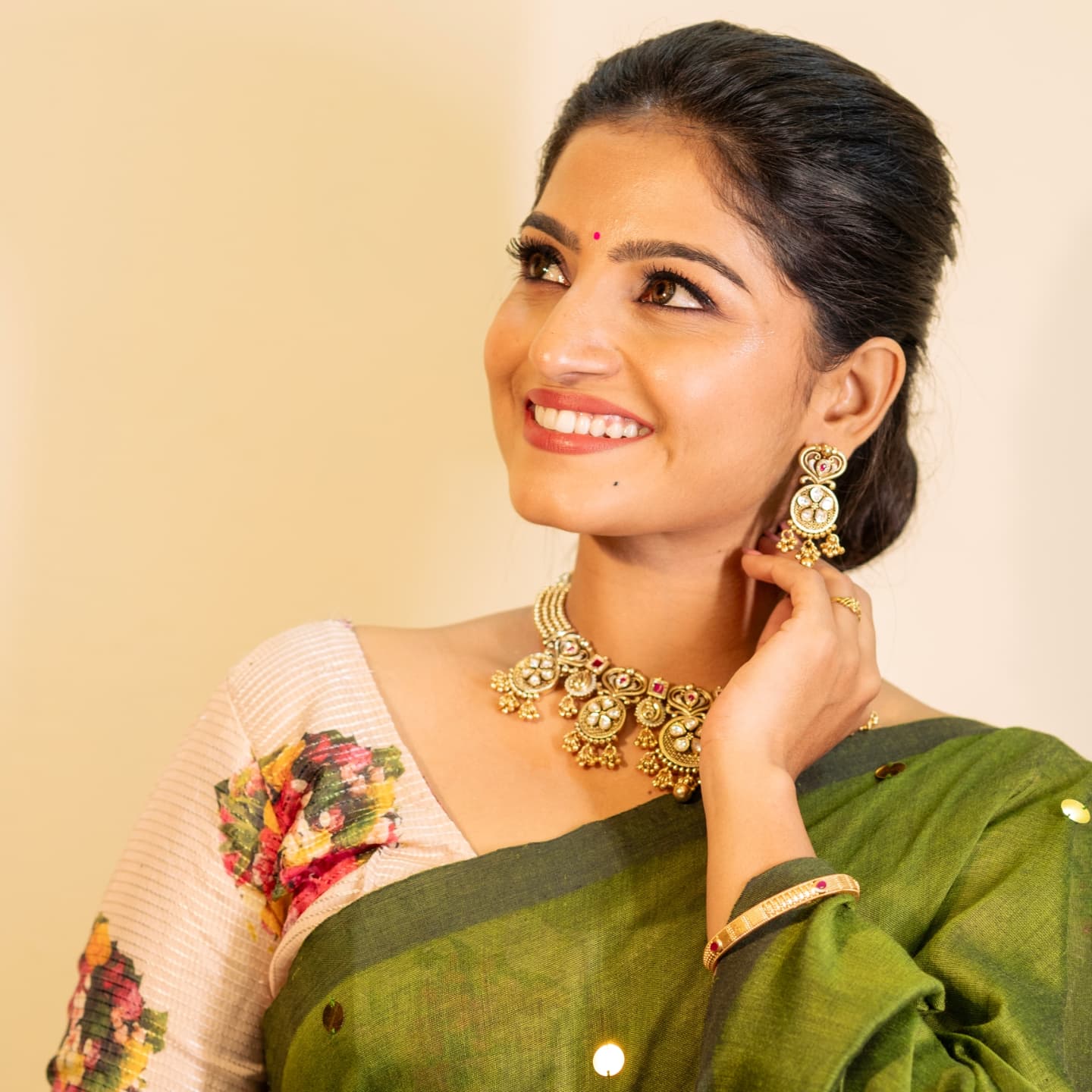 CHAND TAARA GREEN COTTON SAREE