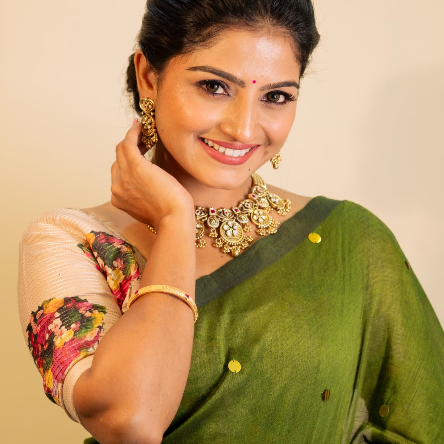 CHAND TAARA GREEN COTTON SAREE