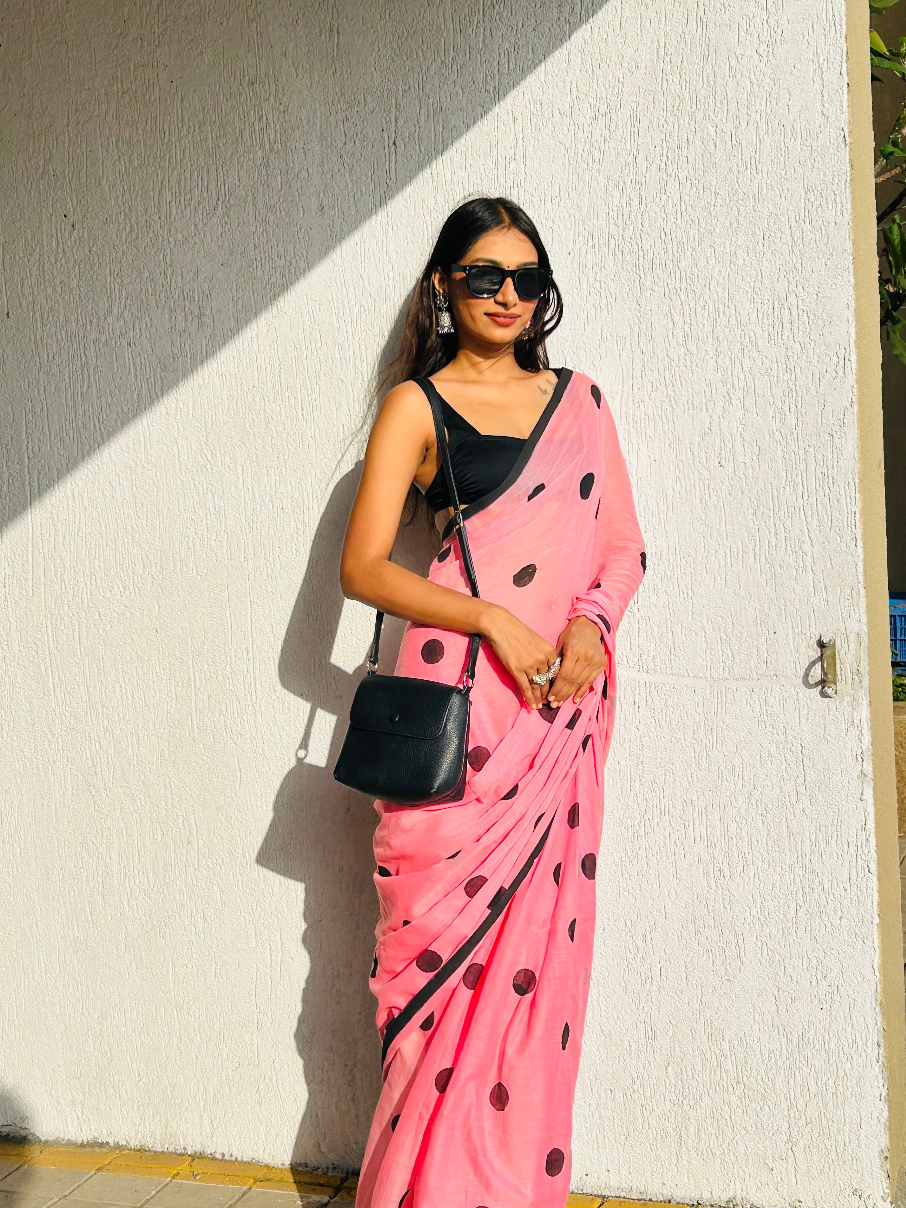 Pink Petals Pure Mul Cotton Saree