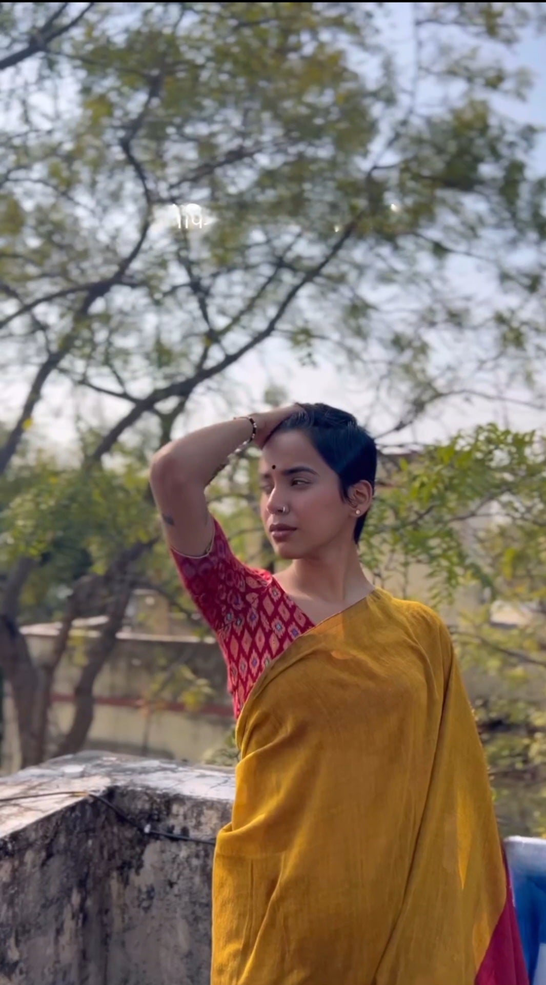 SURAJ MUKHI MUSTARD AND MAROON COTTON SAREE