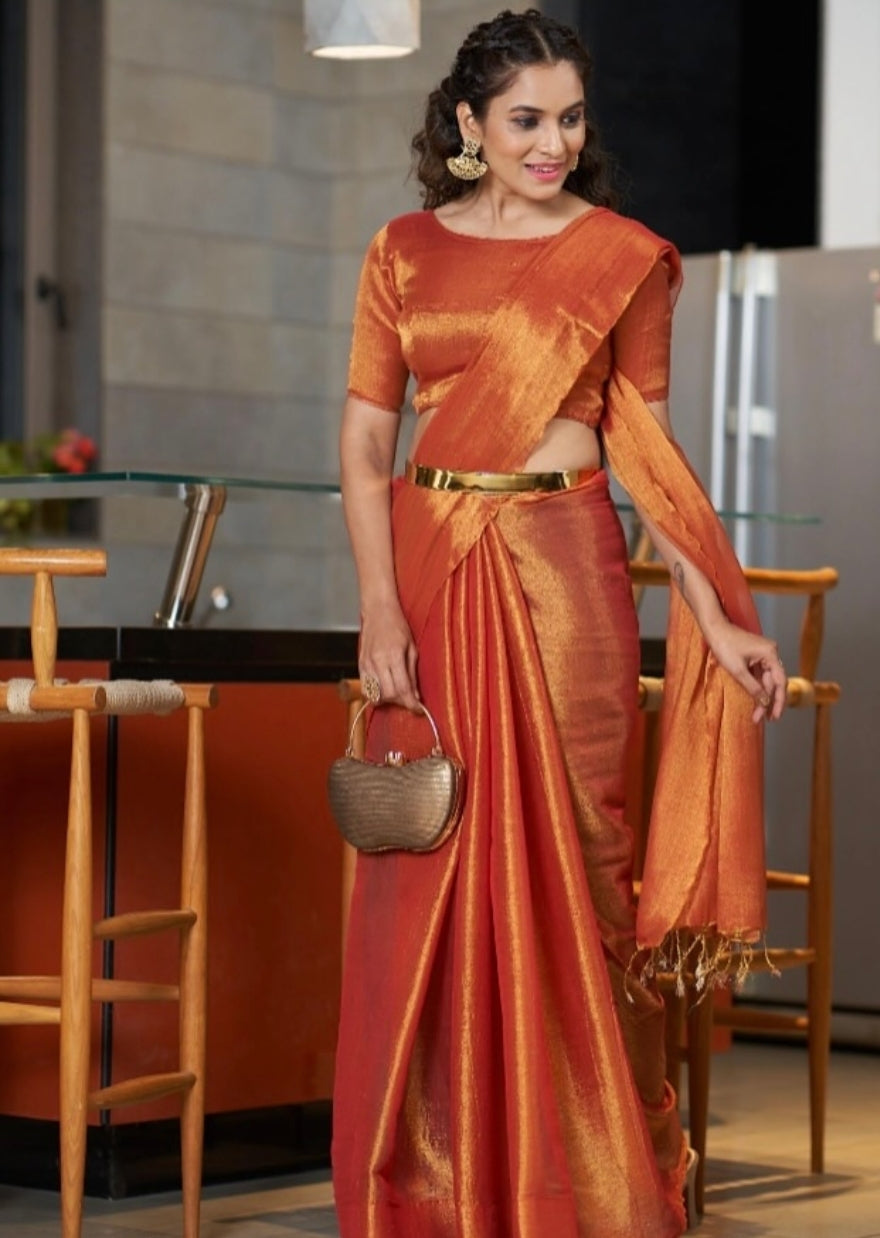 NARANGI HANDLOOM TISSUE SAREE
