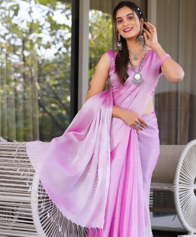 GULABO PINK HANDLOOM TISSUE SAREE