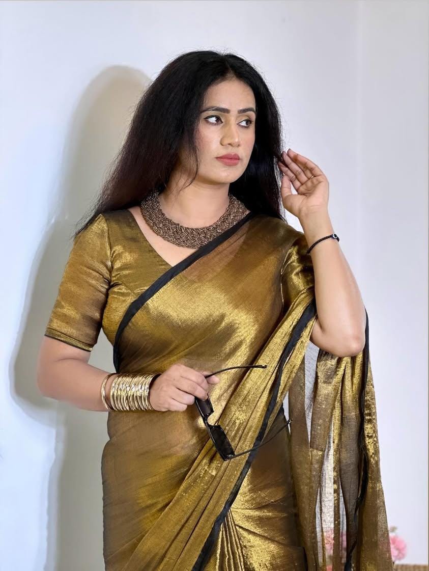 RAAGA GOLD HANDLOOM TISSUE SAREE