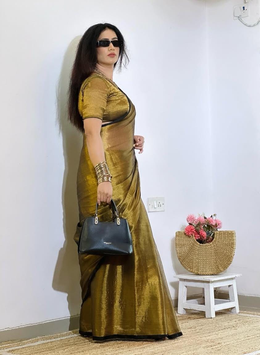 RAAGA GOLD HANDLOOM TISSUE SAREE