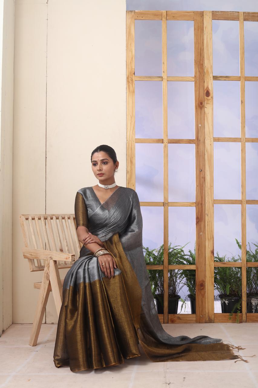 RAAGA GOLD SILVER HANDLOOM TISSUE SAREE