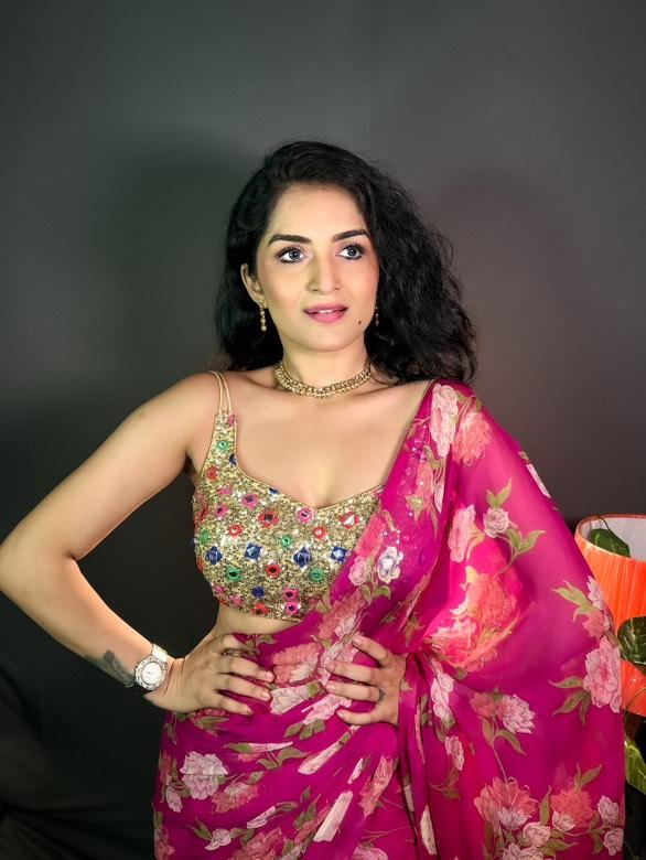 KESAR CHANDNI | PINK COLOUR HANDLOOM CHIFFON SAREE